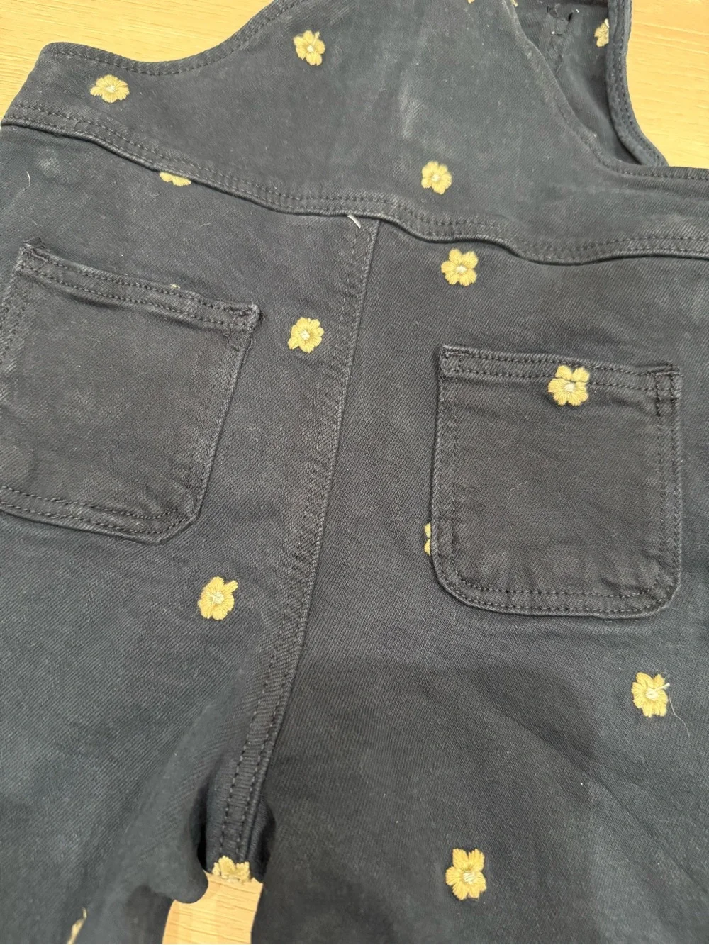 Mango Navy Floral Embroidered Toddler Overalls